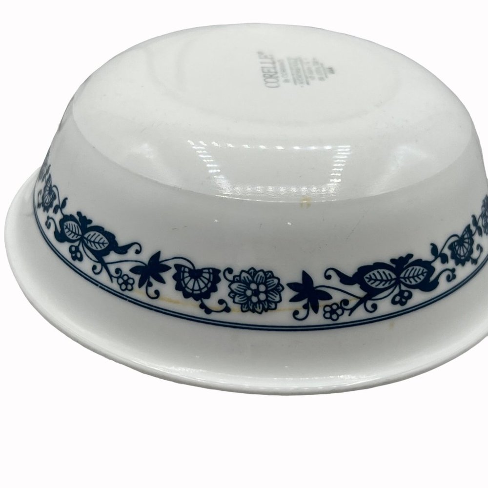 Vintage Corelle Vitrelle Glass Old Town Blue Onion Banded Cereal Soup Bowls 4 Pc